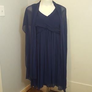 RSVP Pleated Top Sleeveless Dress and sheer shawl